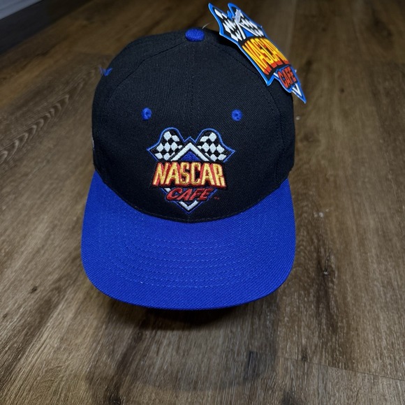 Nascar Snapback Hat Cap Black Blue Racing Cafe Vintage 90s Promo Embroidered - Picture 1 of 6